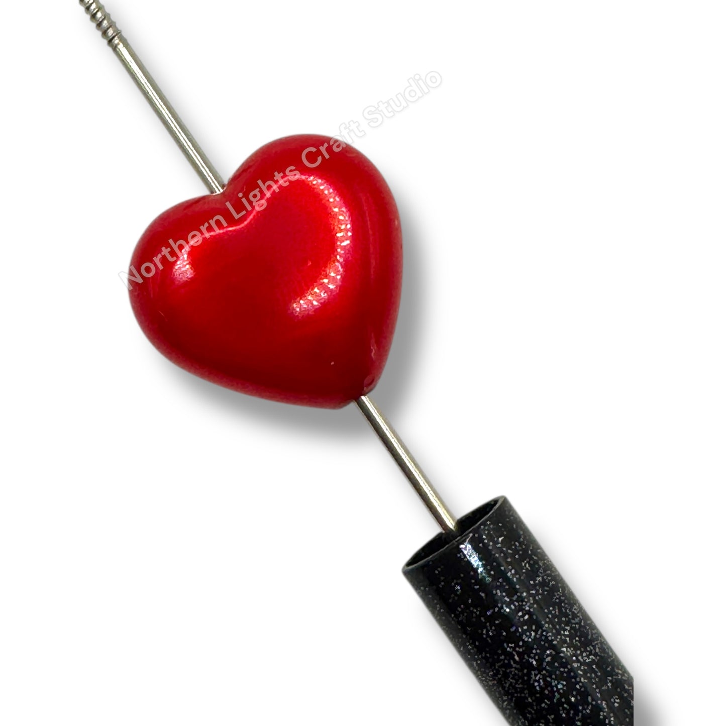 Puffy Acrylic Red Pearl Finish Hearts - 5 pc.