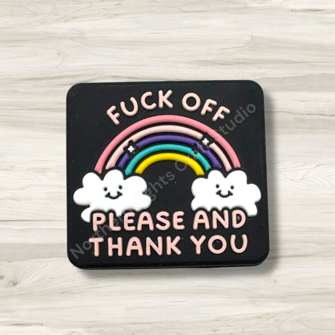 F*ck Off Please and Thank You Silicone Focal Bead, Sarcastic Bead, Bad Word Focal