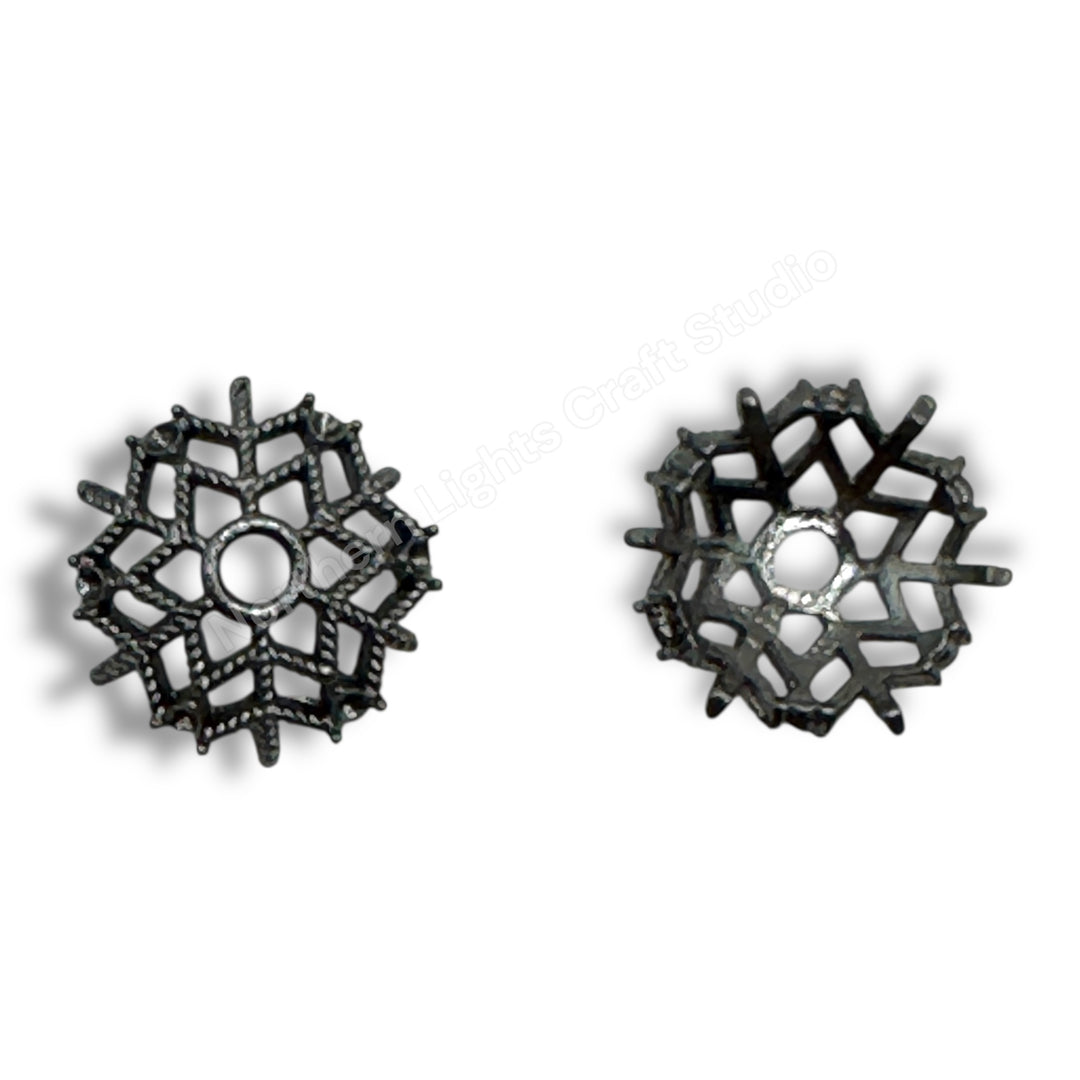 Metal Snowflake Bead Cap- 14mm -10pc.