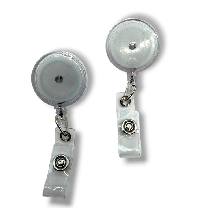 Clear Alligator Clip Retractable Badge Reel with Plastic Snap Tab - 2 pc.