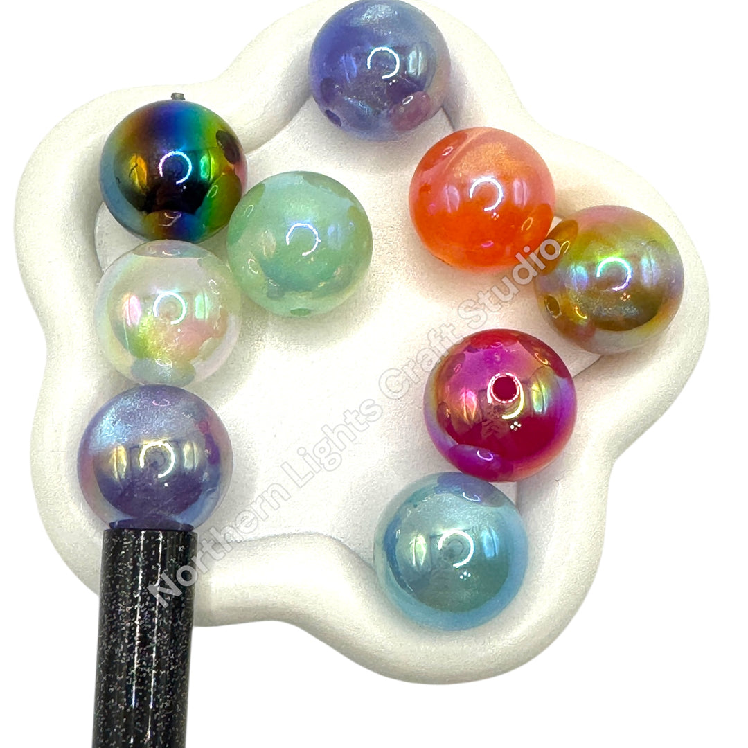 Glitter UV Luminous Galaxy Glitter 20mm Beads -10pc.