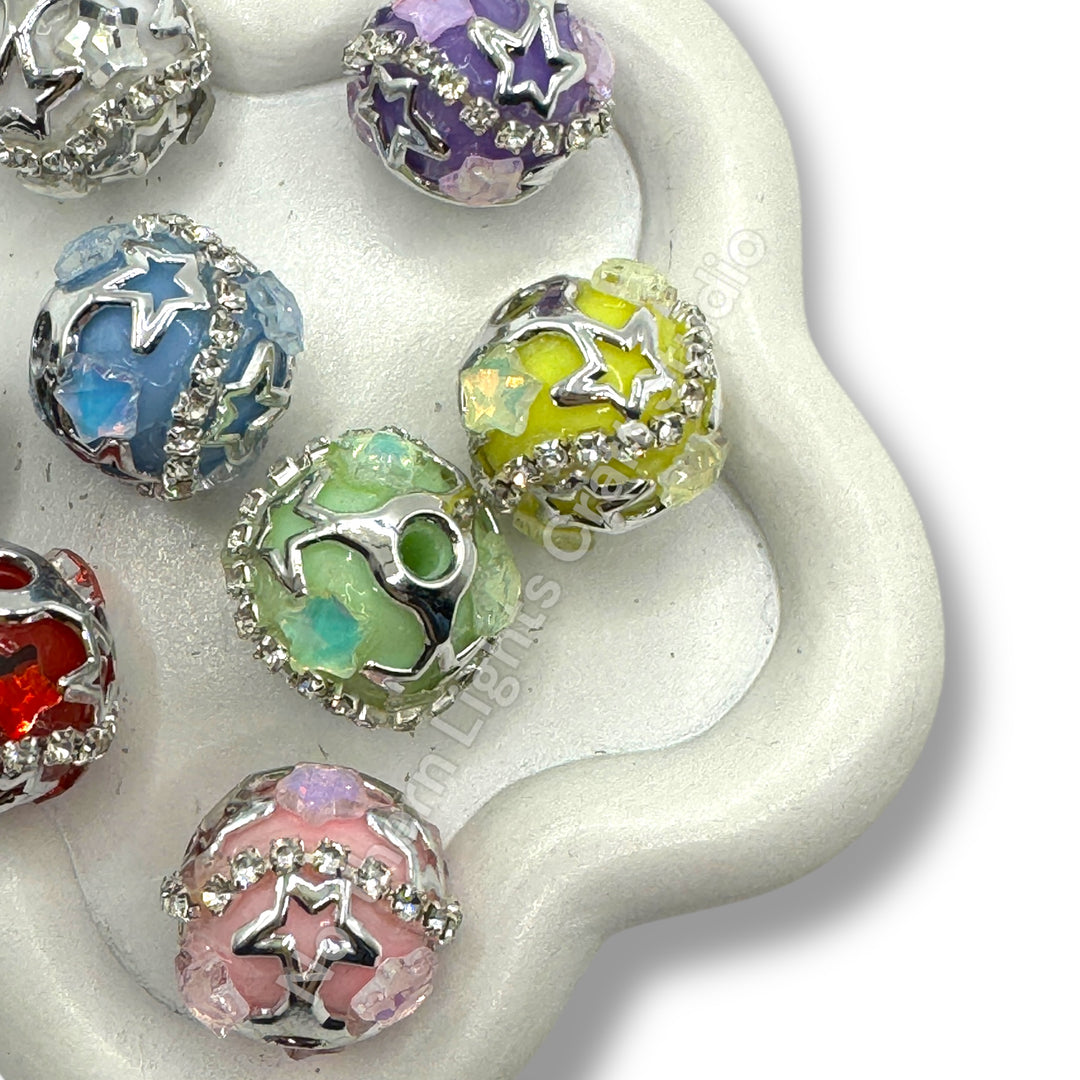 Silver Star cage beads - 4 pc.