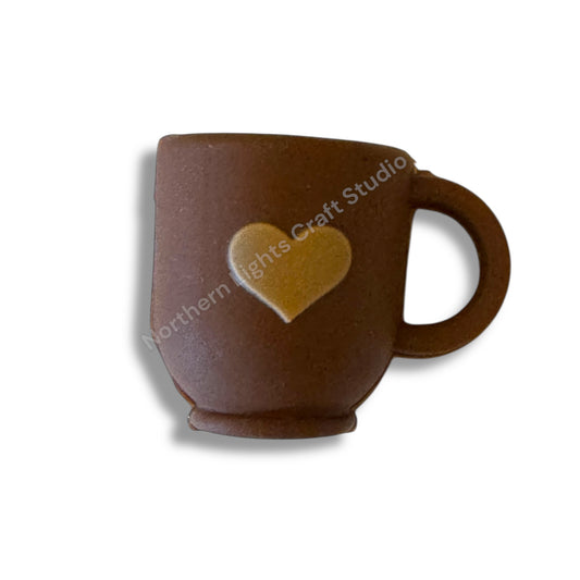 3D Heart Coffee Mug Silicone Focal Bead