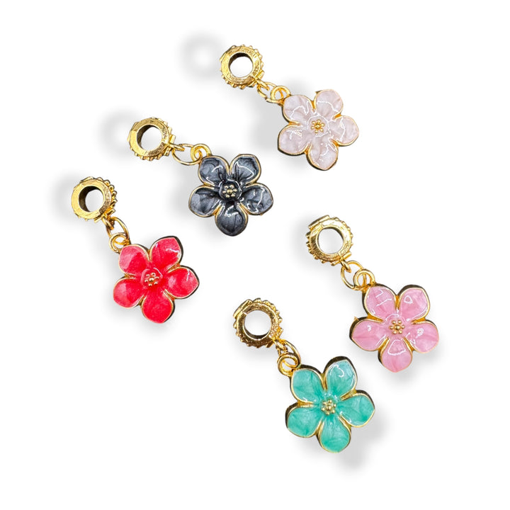 Enamel Gold Flower Charm with Bail -10pc. Mix