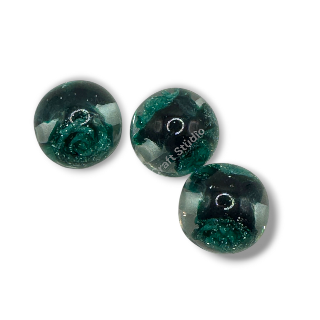 Glitter Rose Luxury Resin 16mm Beads - 20pc. - Choose Color