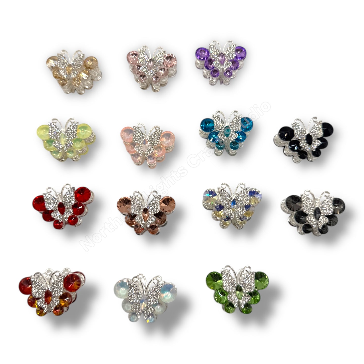 Metal Alloy Large Crystal Butterfly Bead -1pc.