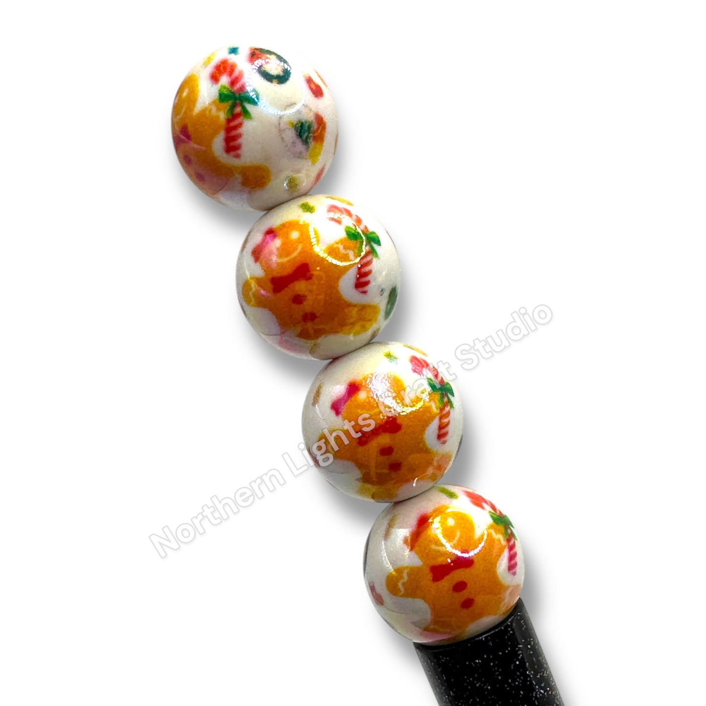 Christmas Themed  Printed Acrylic 16mm Bead -10 pc. -Choose Style