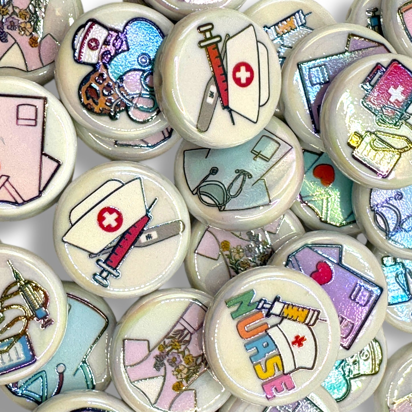 Nurse Printed Acrylic Bead Mix - 10 pc.