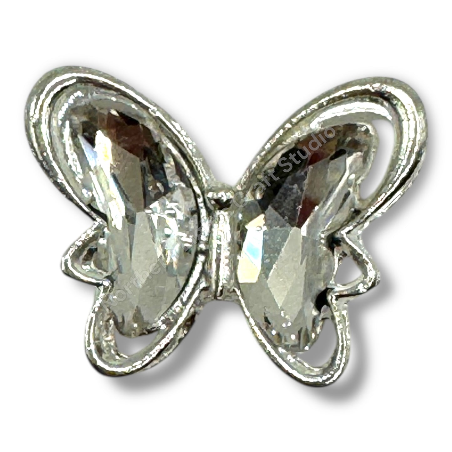 Metal Alloy Silver Crystal Butterfly - 1pc.
