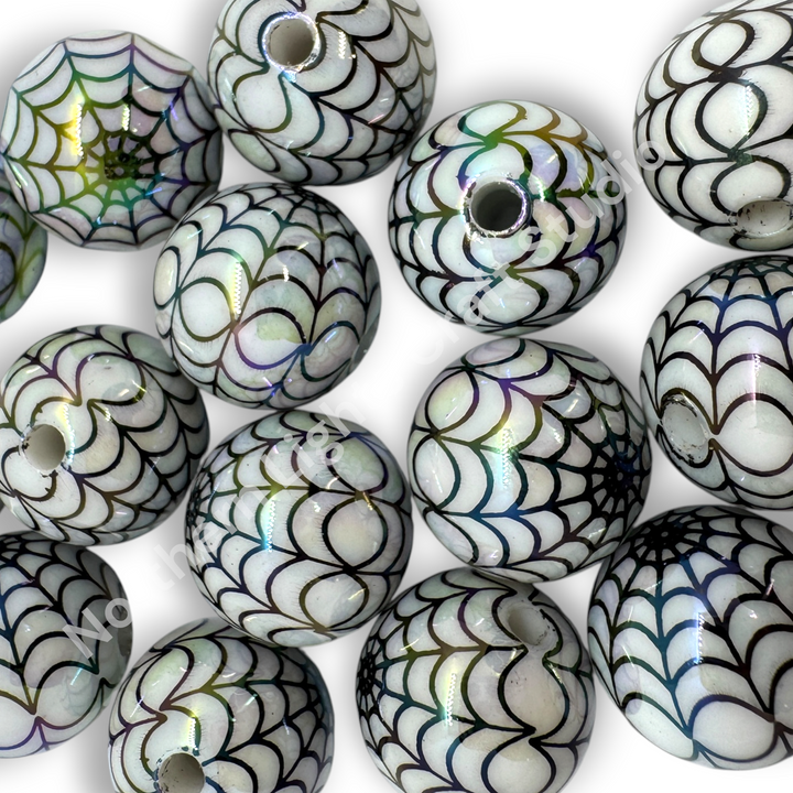 Spider Web  UV Printed 16mm Acrylic Bead Mix - 20pc. Mix