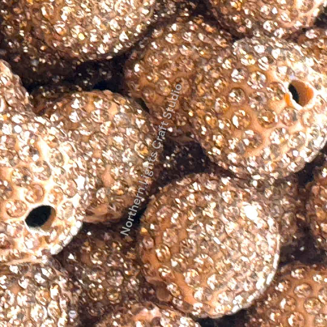 Gold Rhinestone Clay Base Beads-16mm - 10pc.