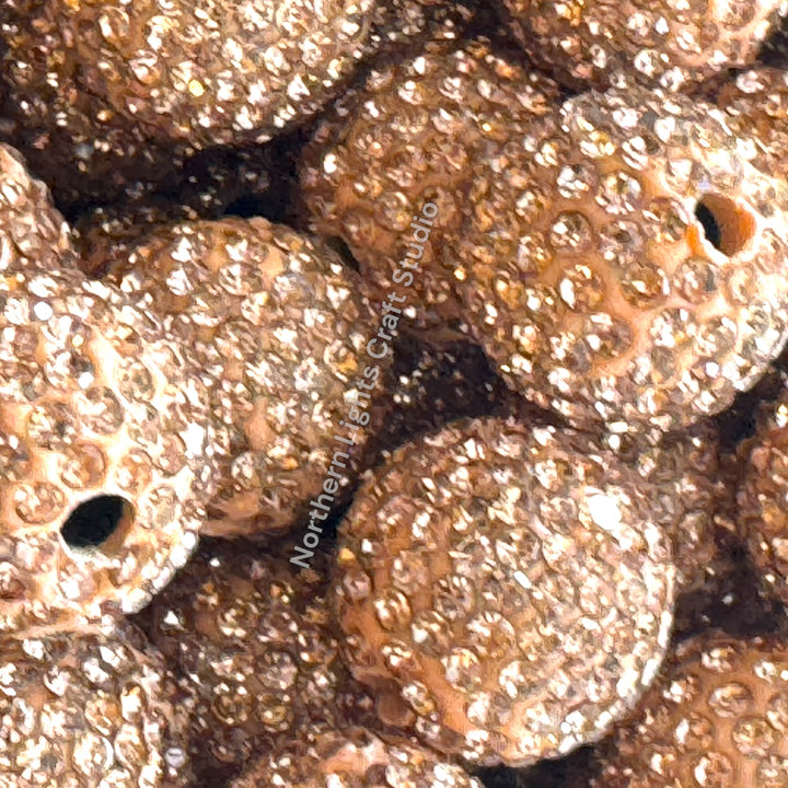 Gold Rhinestone Clay Base Beads-16mm - 10pc.
