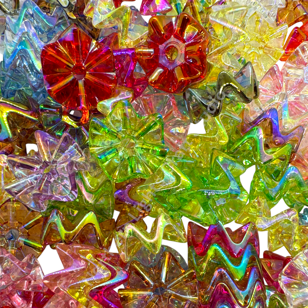 UV Clear Colorful  Premium 16mm Acrylic Zig Zag Spacer Mix - 50 pcs.