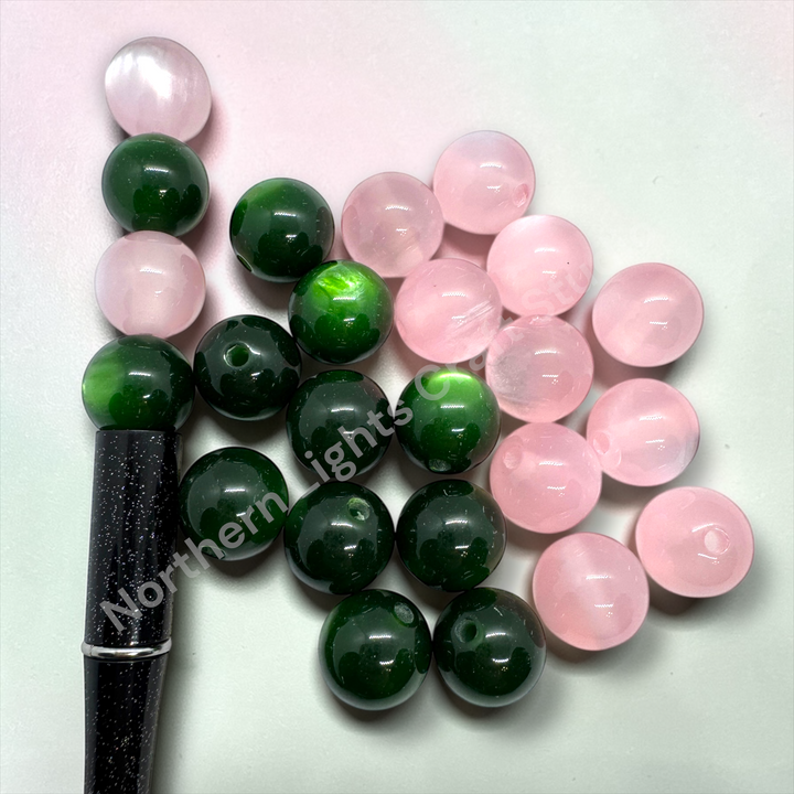 Emerald City Blush Duet Cat Eye 16mm Acrylic Bead Mix - 20 pc.
