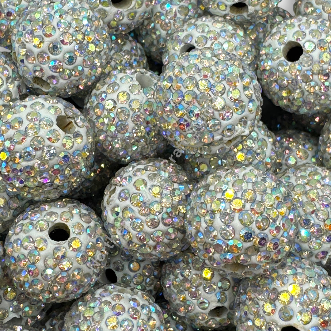 Silver AB Clay Base Rhinestone Beads-16mm - 10pc.