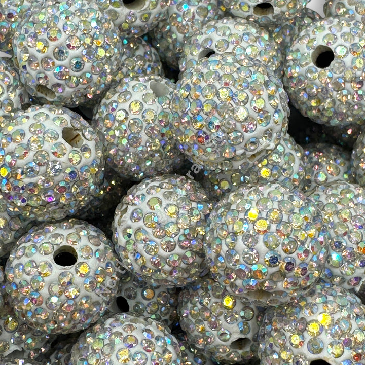 Silver AB Clay Base Rhinestone Beads-16mm - 10pc.