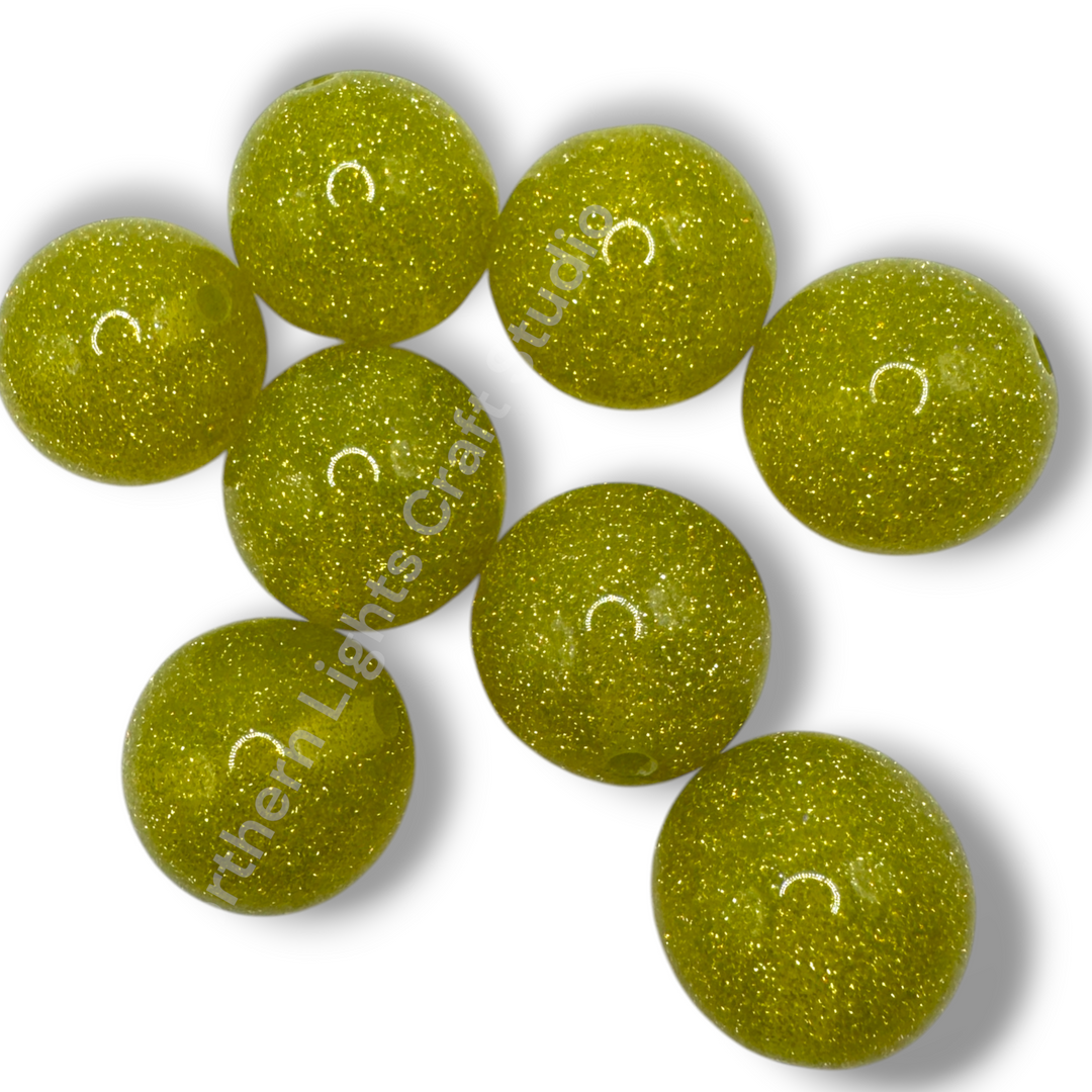 Glitter Dust 20mm Resin Bead Mix or Single Colors - 10 Pcs.