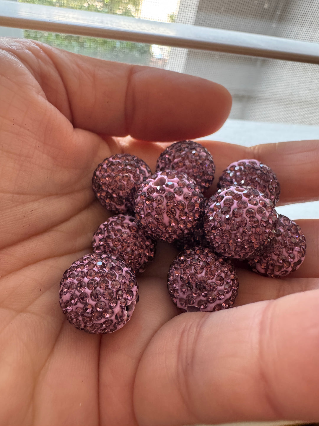 Berry Rhinestone Clay Base Beads-16mm - 10pc.