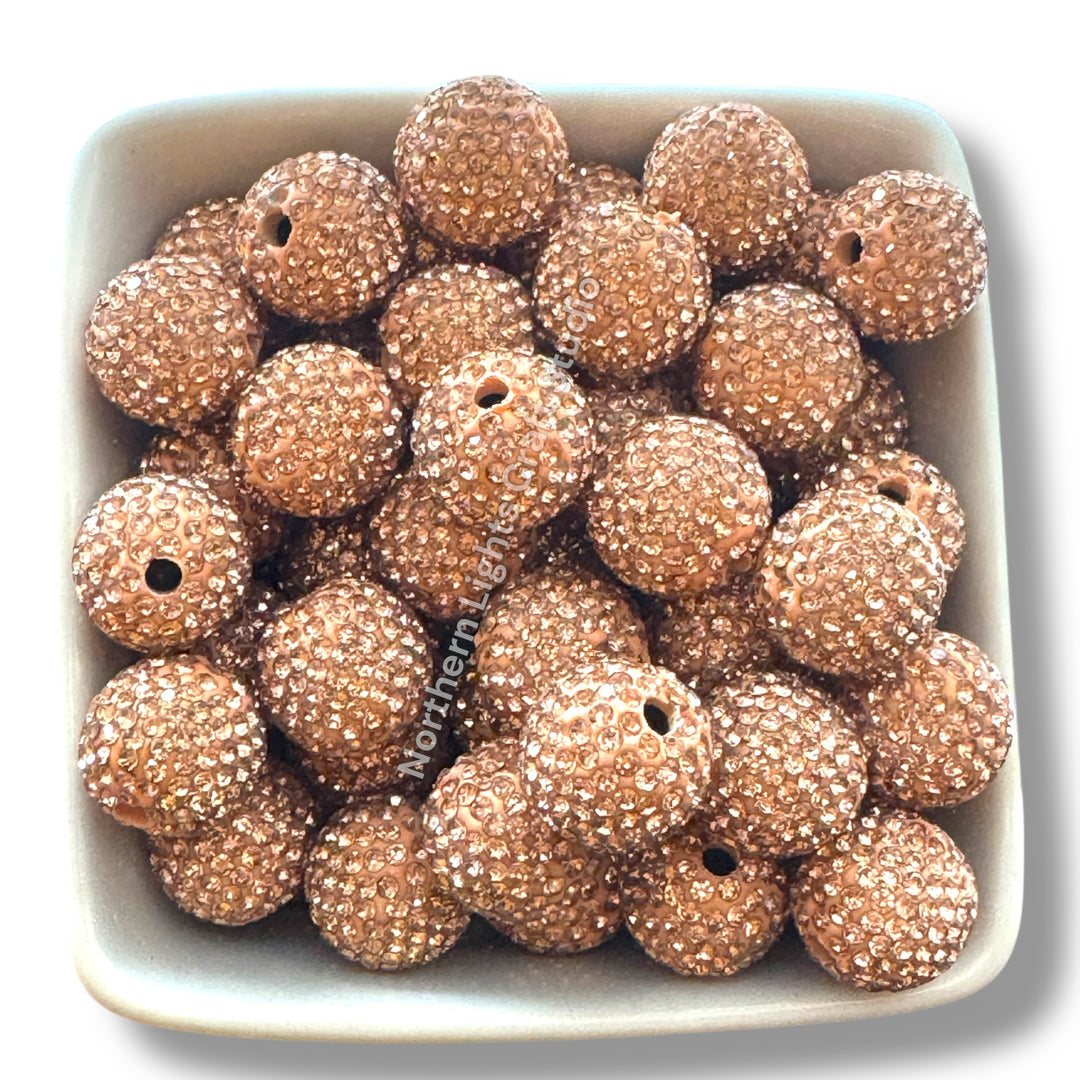 Gold Rhinestone Clay Base Beads-16mm - 10pc.