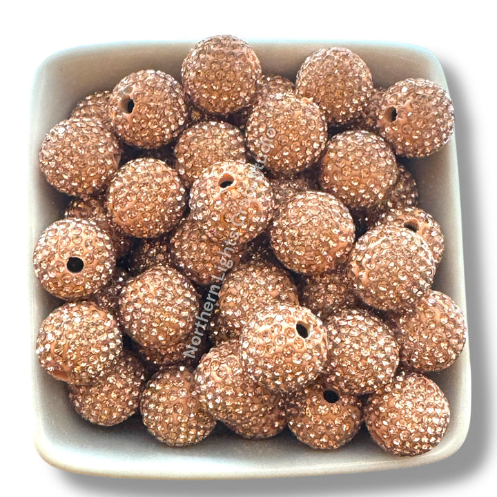 Gold Rhinestone Clay Base Beads-16mm - 10pc.