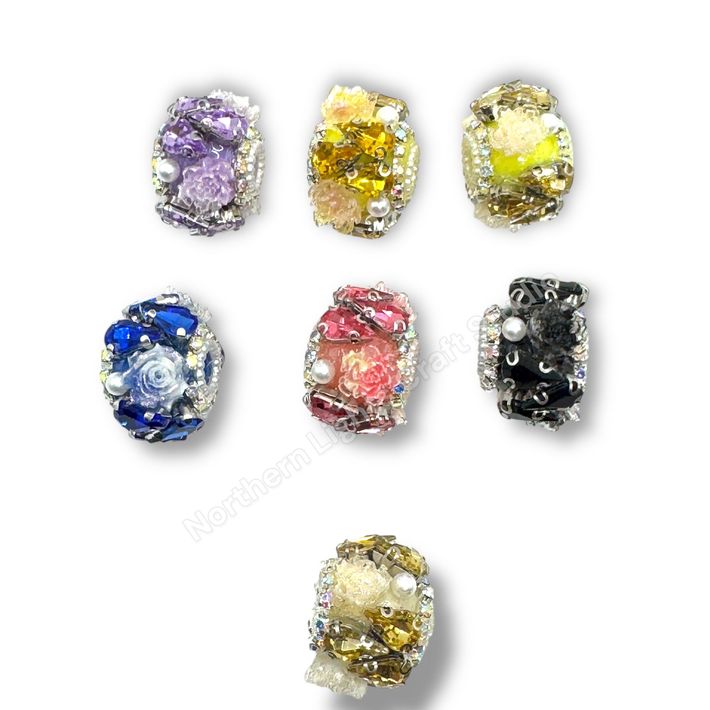 Teardrop Crystal and Flower Fancy Indian Beads - 1pc.