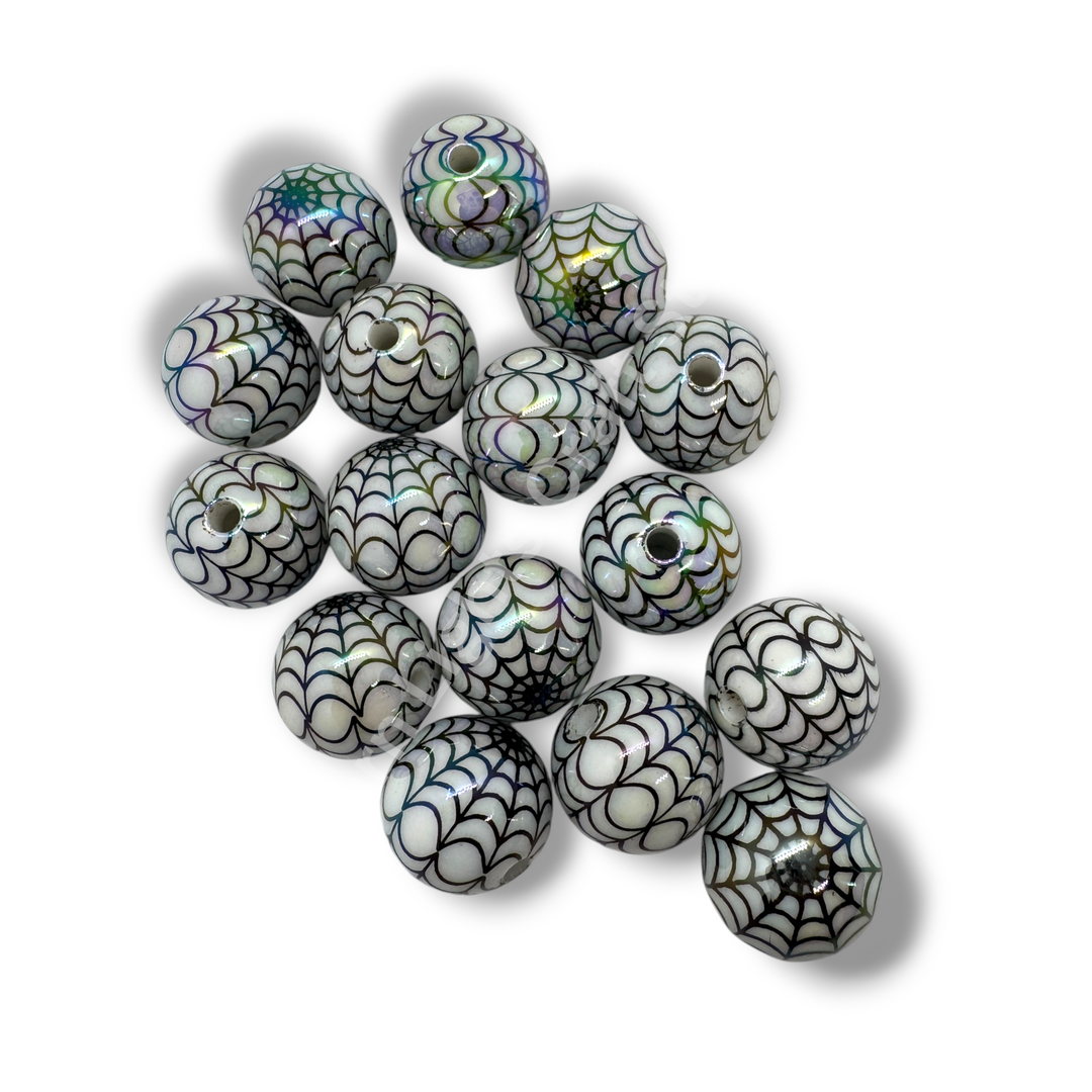Spider Web  UV Printed 16mm Acrylic Bead Mix - 20pc. Mix