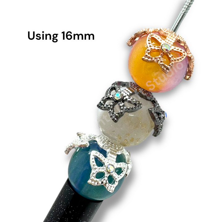 Metal Butterfly With Crystal 16mm Bead Cap  - 10pc.