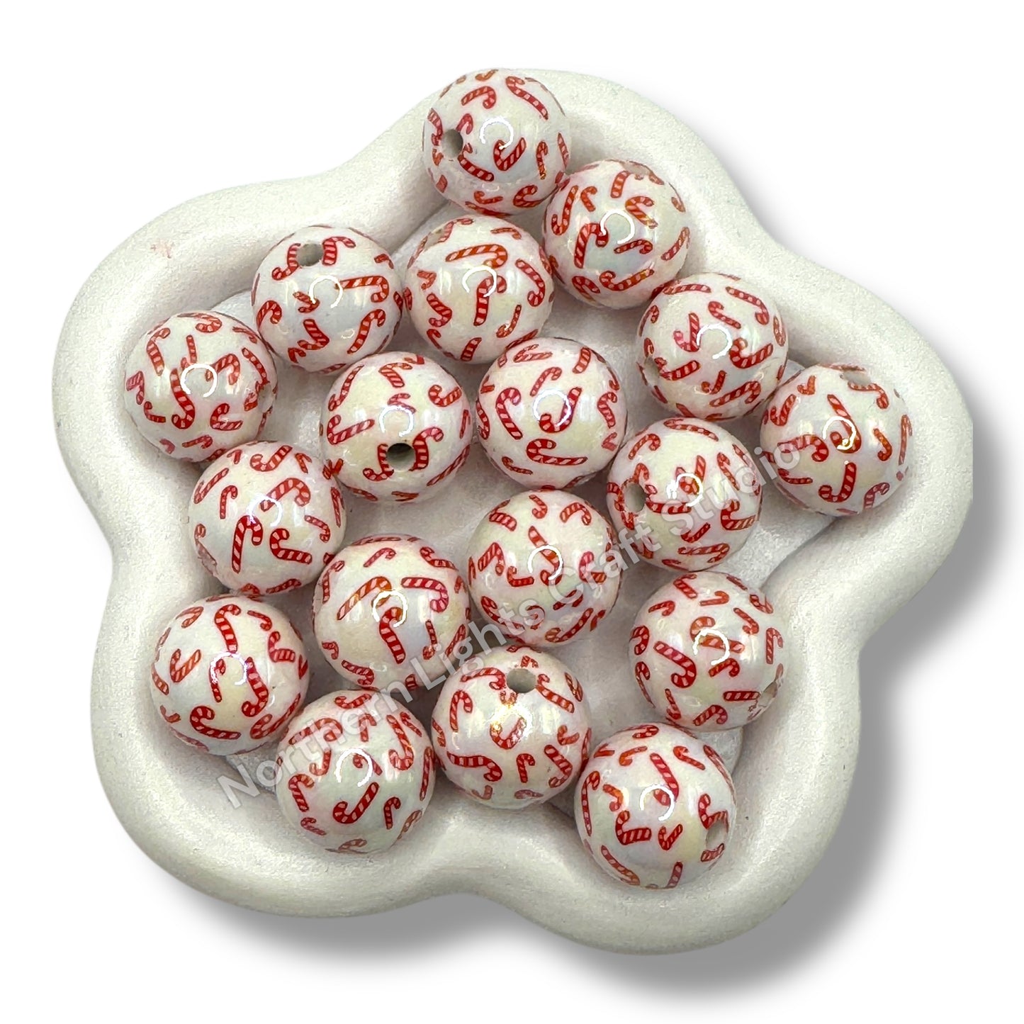 Christmas Themed  Printed Acrylic 16mm Bead -10 pc. -Choose Style