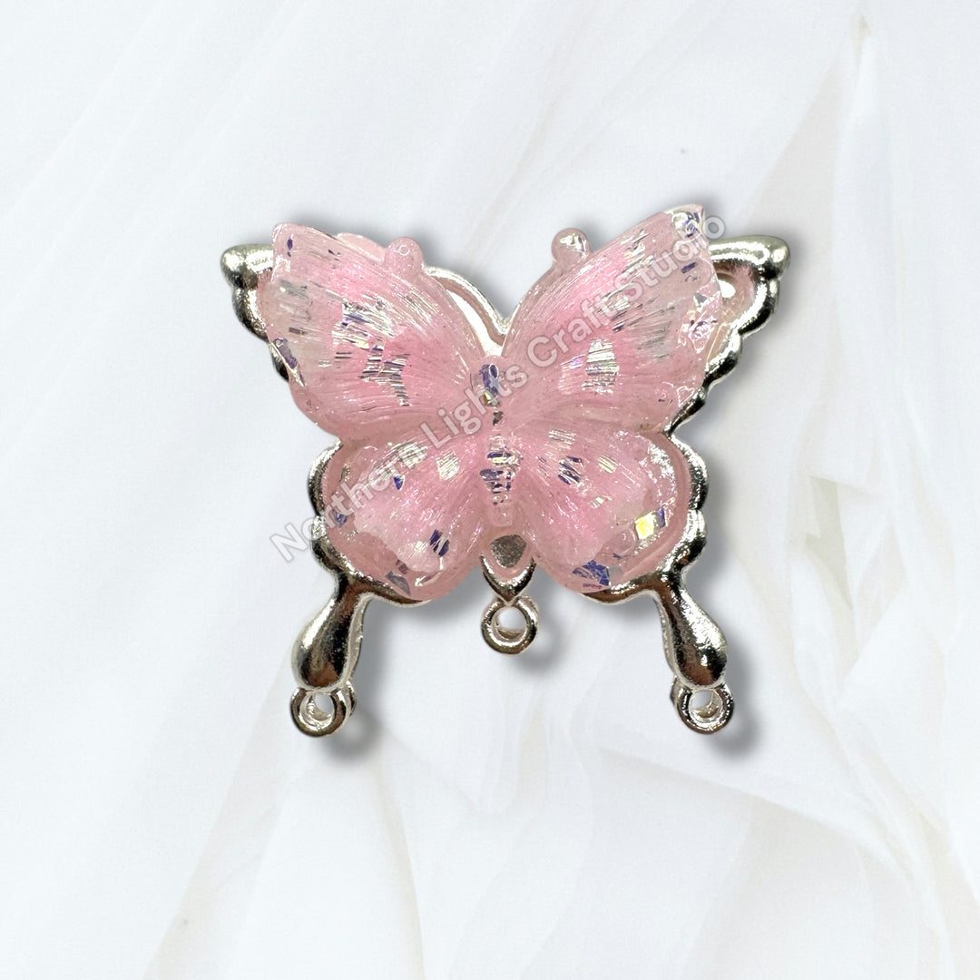 Metal Silver Soft Touch Butterfly Connector Bead