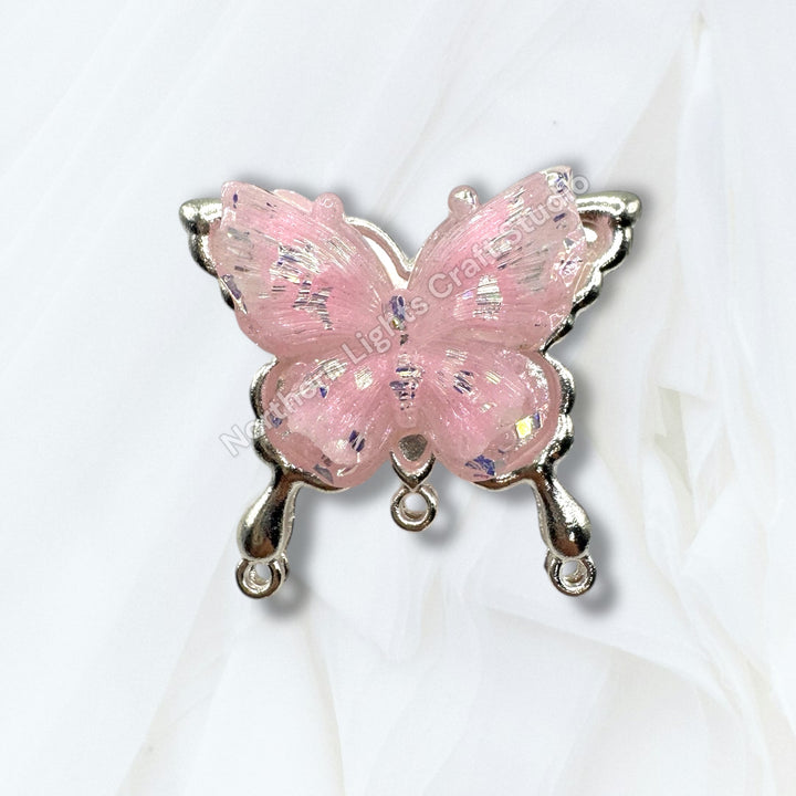 Metal Silver Soft Touch Butterfly Connector Bead