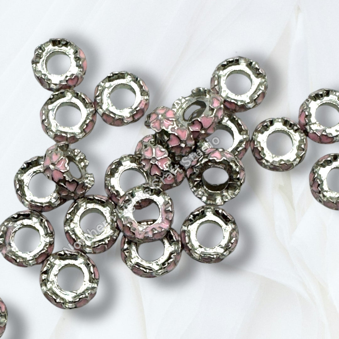 Metal Pink Sakura 11mm Flower Spacer - 10pc.