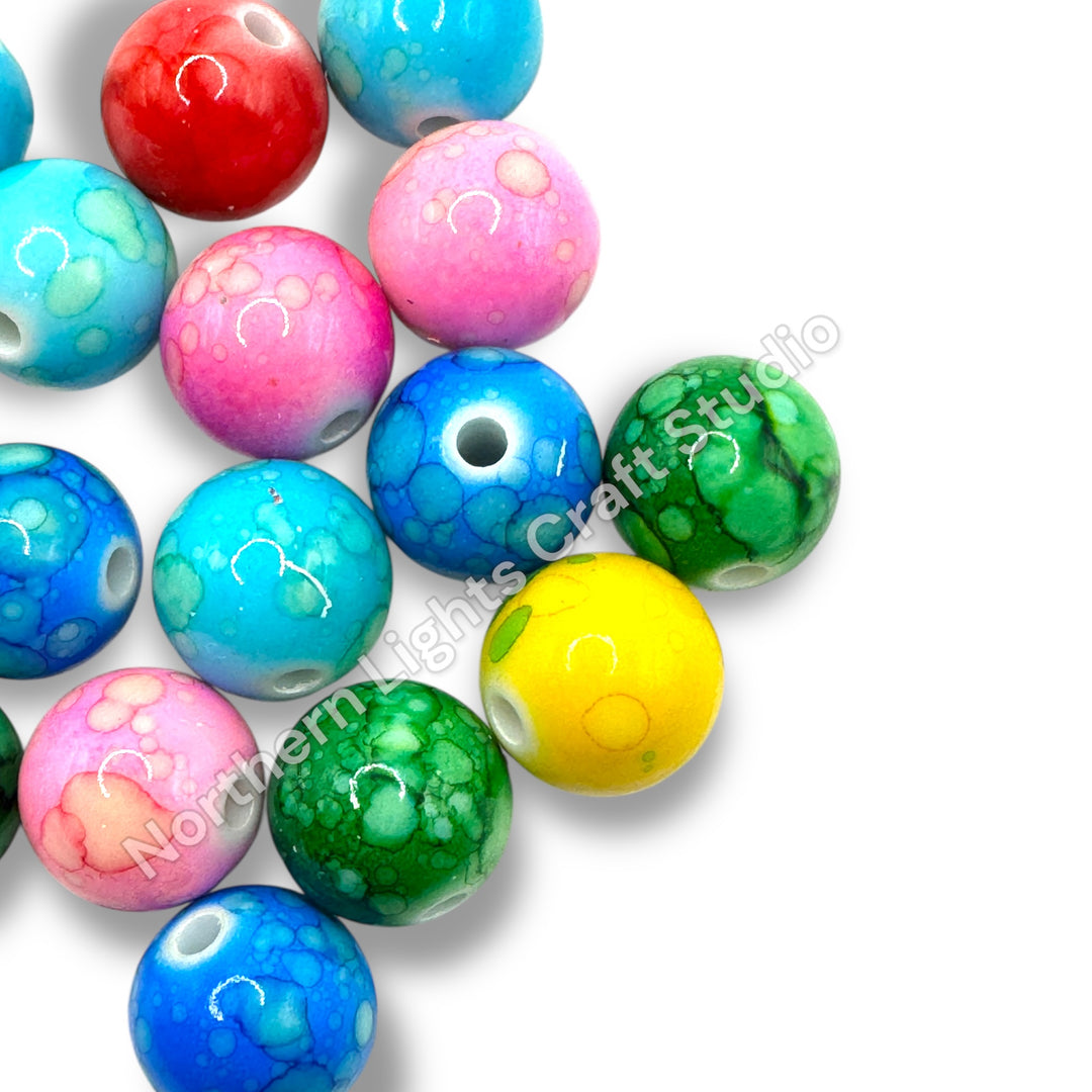 Tie Dye Printed 16mm Acrylic Beads - 20pc.
