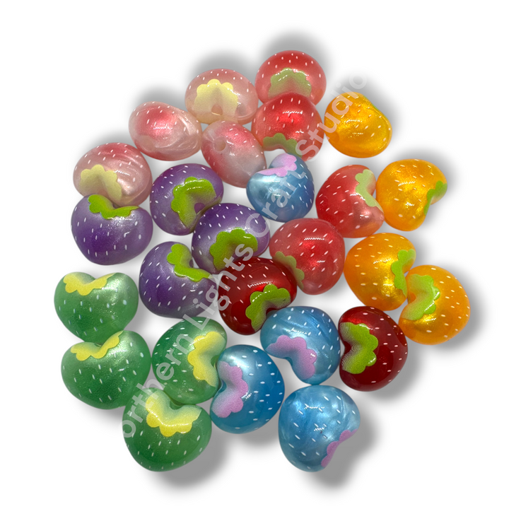 Bright Color Strawberry Galaxy Glitter Acrylic Beads - 20 pc. Mix