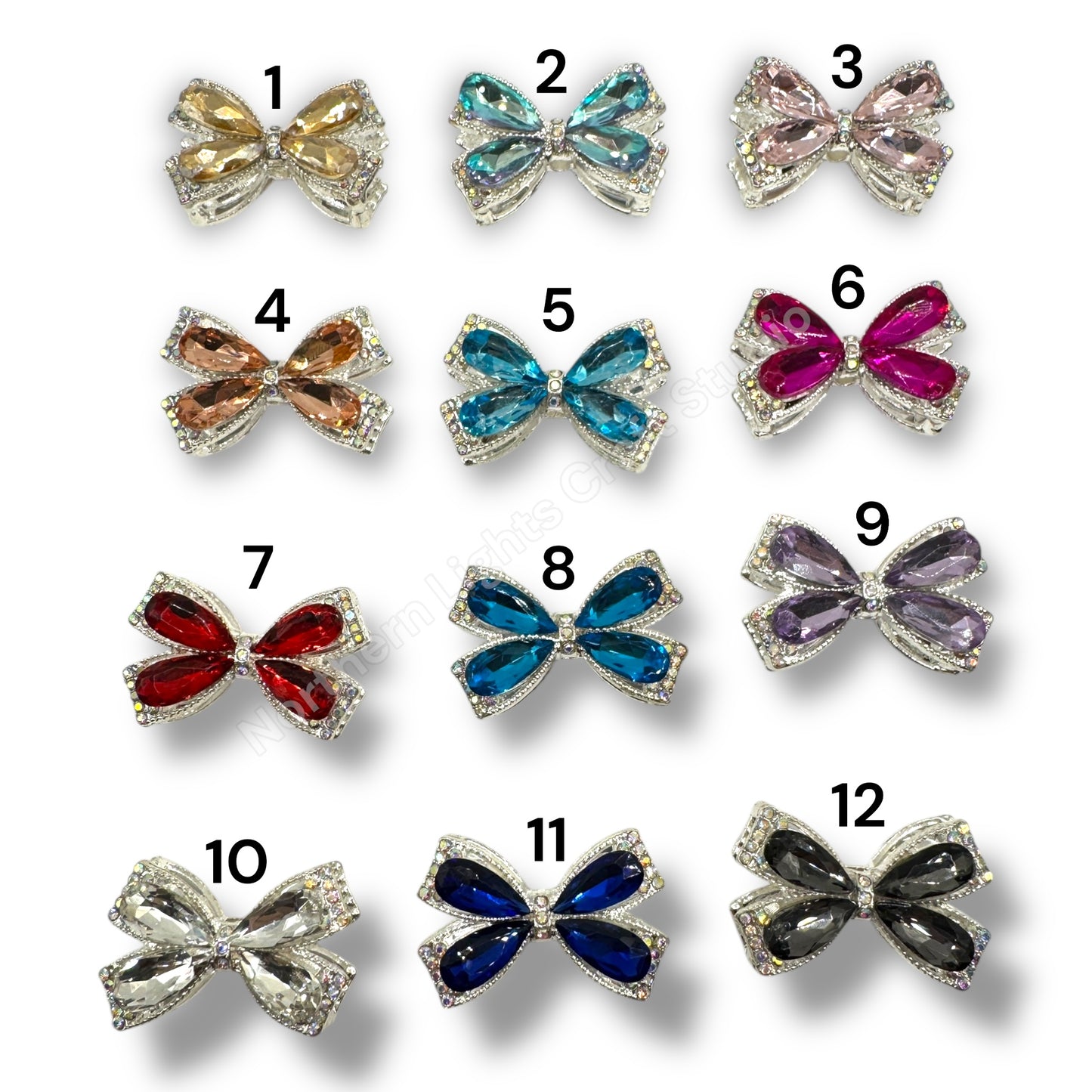 Fancy Large Metal and Crystal Bow Beads - 1pc.