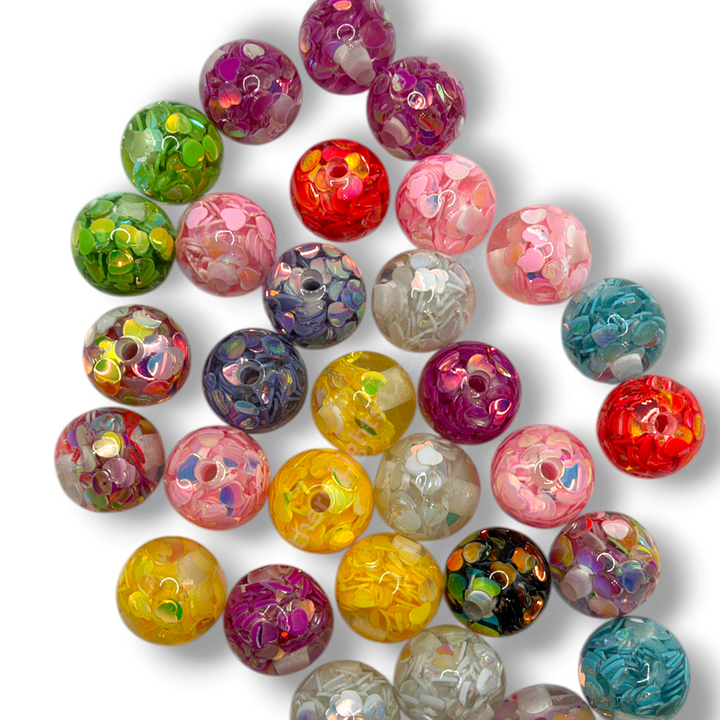 Fire Opal Heart Confetti 12mm Resin Beads - 25pc.