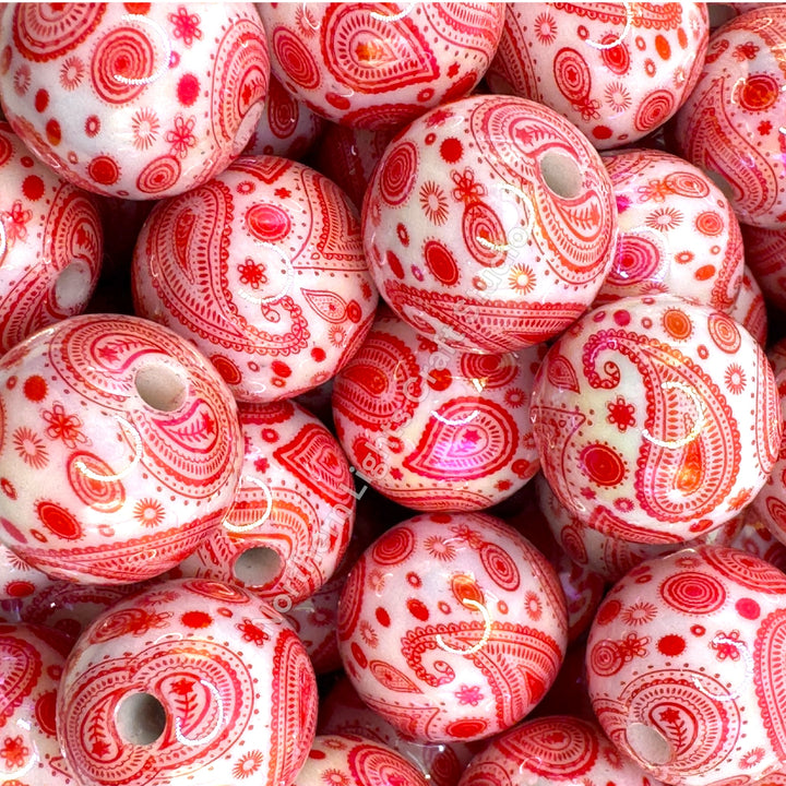 Paisley Bandana Printed 16mm Acrylic Beads - 20pc.