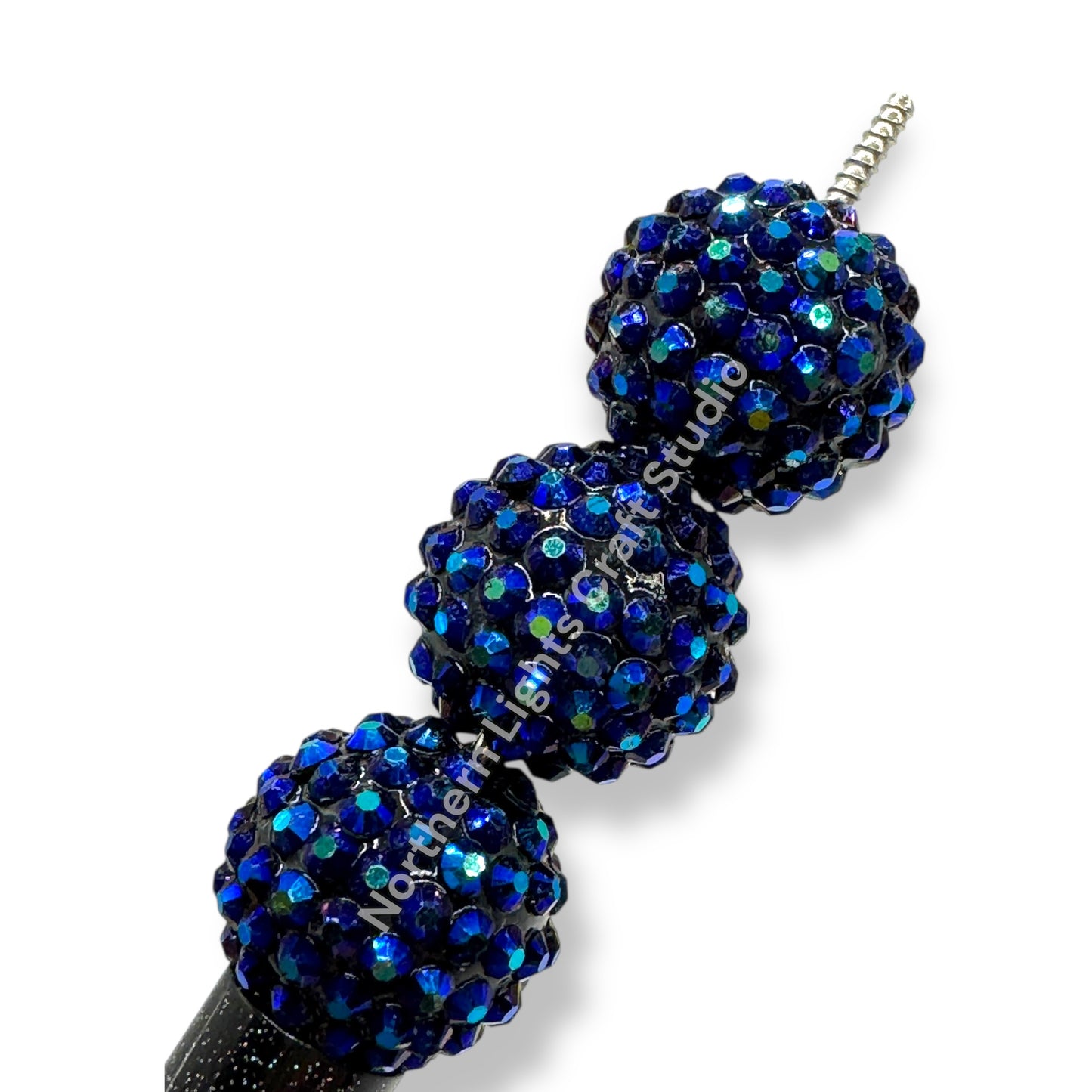 Dark Blue AB 20mm Acrylic Rhinestone Bubblegum Beads - 10pc.