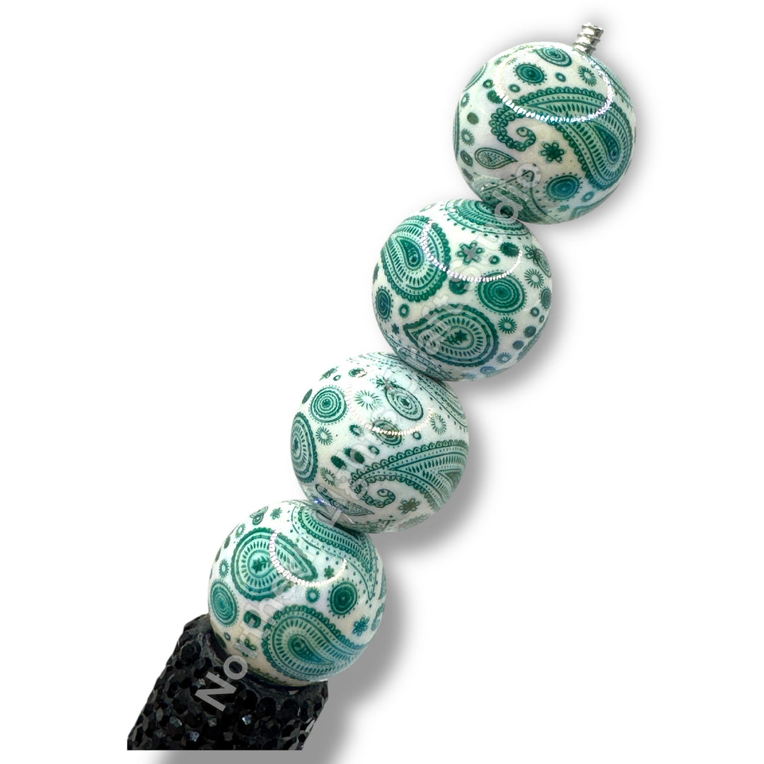 Paisley Bandana Printed 16mm Acrylic Beads - 20pc.