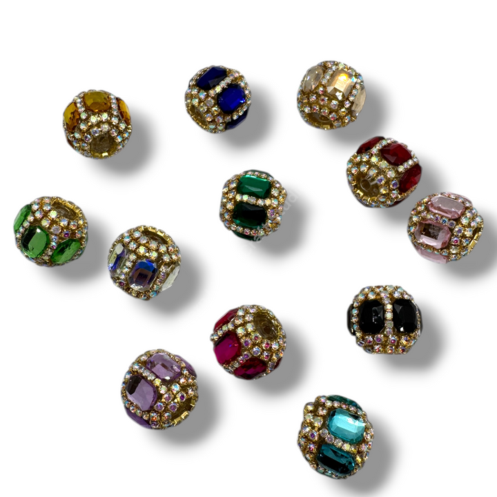 Fancy Gold AB Rhinestone Chain Crystal Mirror Beads -3pc.Single or 10pc. Mix