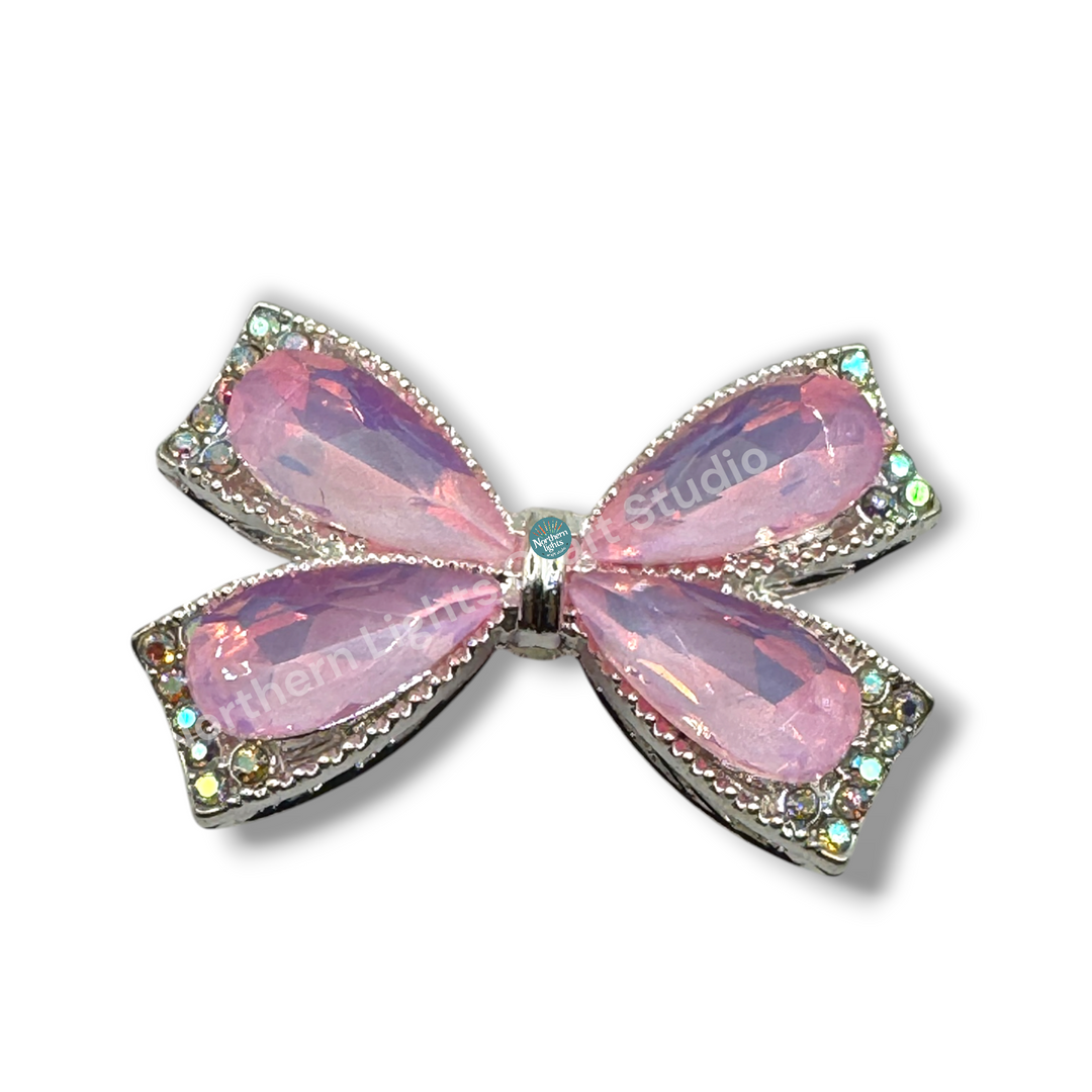 Fancy Large Metal and Crystal Bow Beads - 1pc.