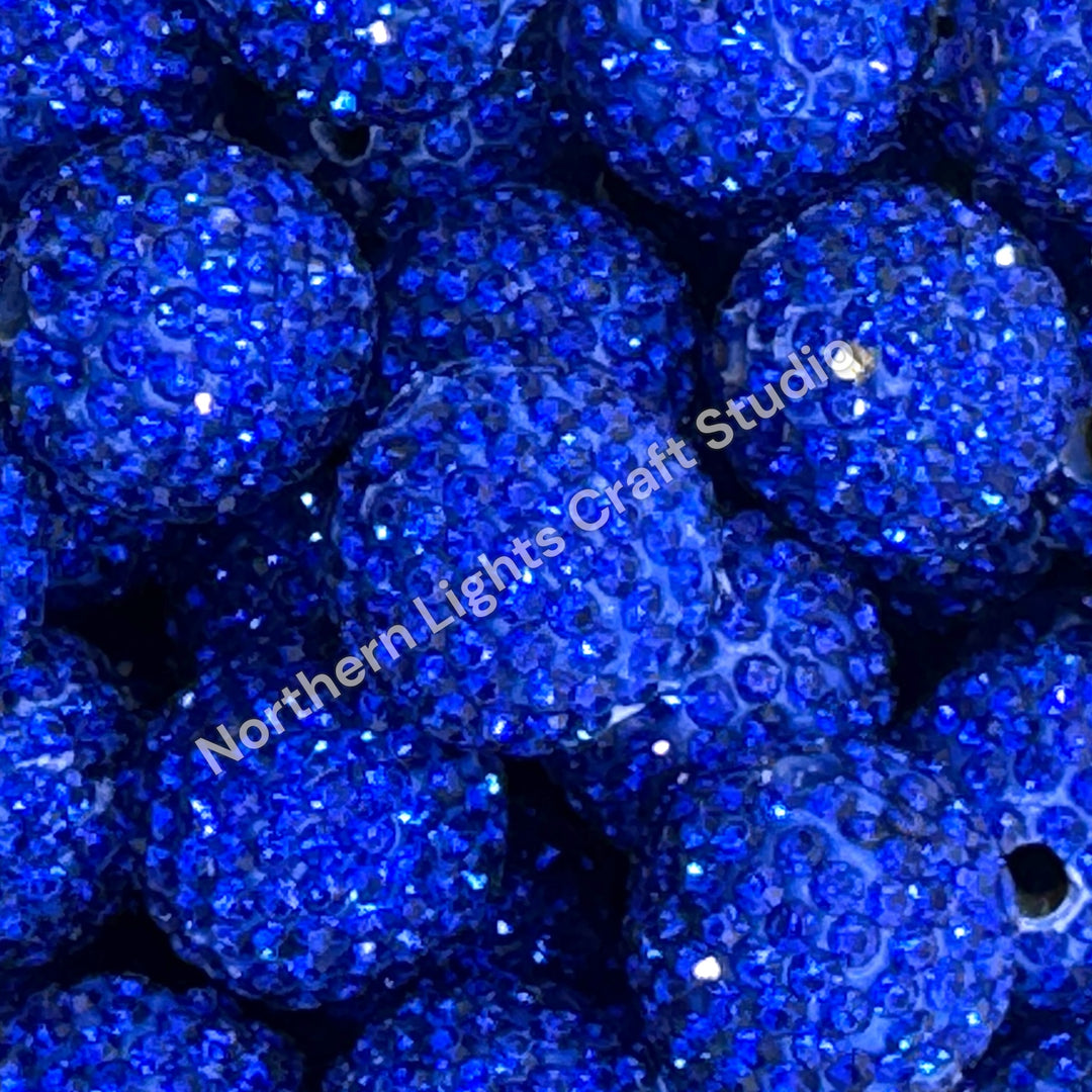 Royal Blue Clay Base Rhinestone Beads-16mm - 10pc.