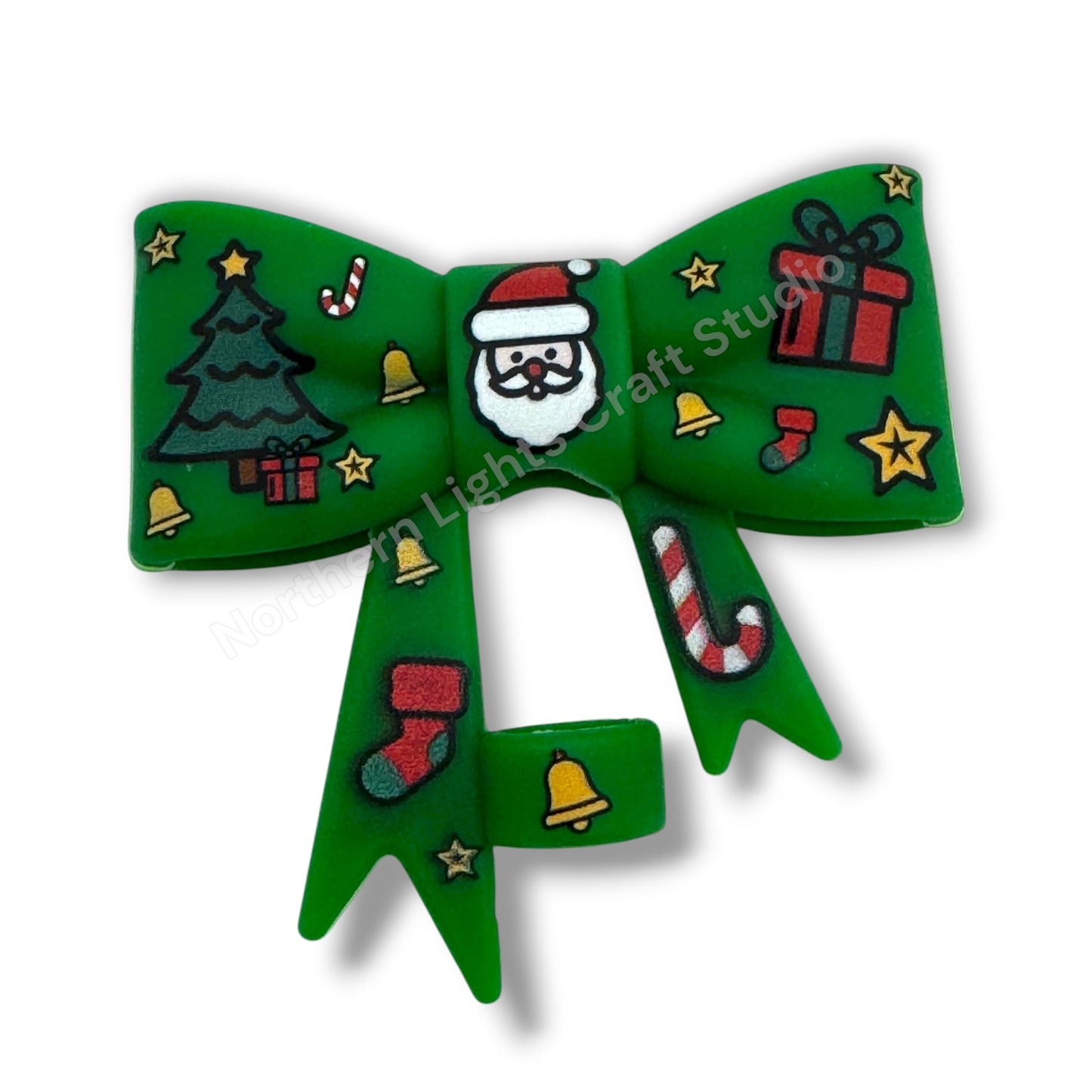 Silicone Christmas Bow Straw Cap - 1pc.