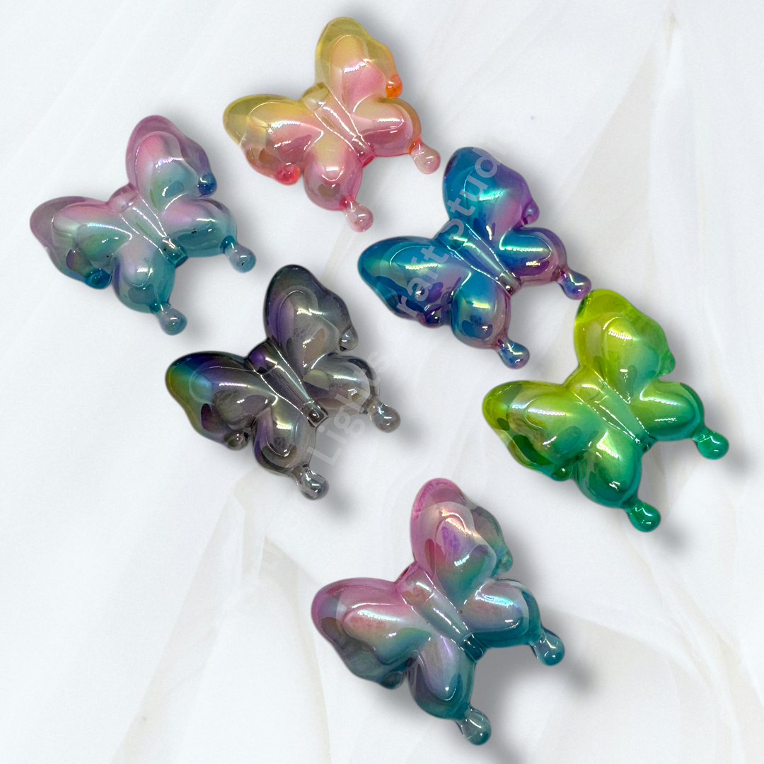 Puffy Butterfly Double Layer UV Bead - 10pc. Mix