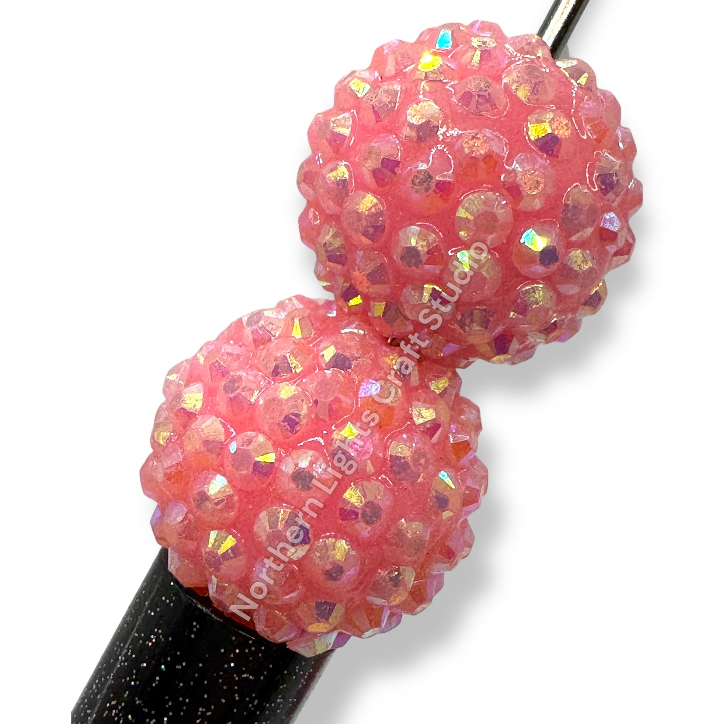 Dark Pink AB 20mm Acrylic Rhinestone Bubblegum Beads - 10pc.