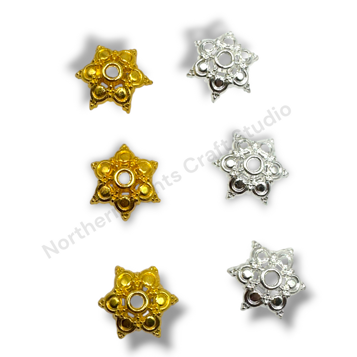 Metal Star Point 16mm Bead Cap  - 20pc.