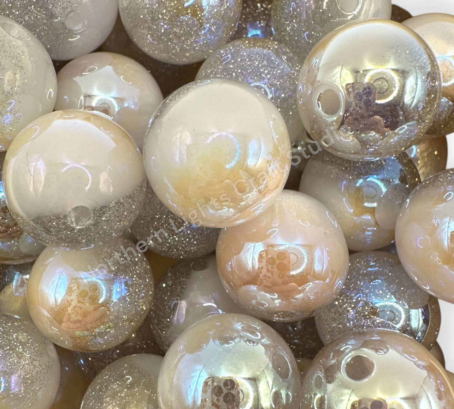 UV Half Glitter and Cat Eye Galaxy 16mm Bead - 20 Pcs.