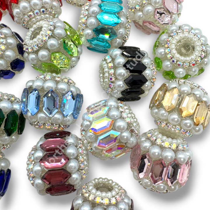 Pearl and Crystal Mirror Fancy Indian Beads - 10pc. Mix