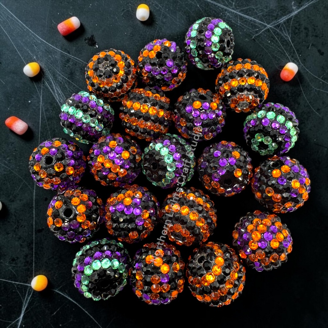 20mm Stripe and Multi Acrylic Rhinestone Bead Mix - 10 pc.