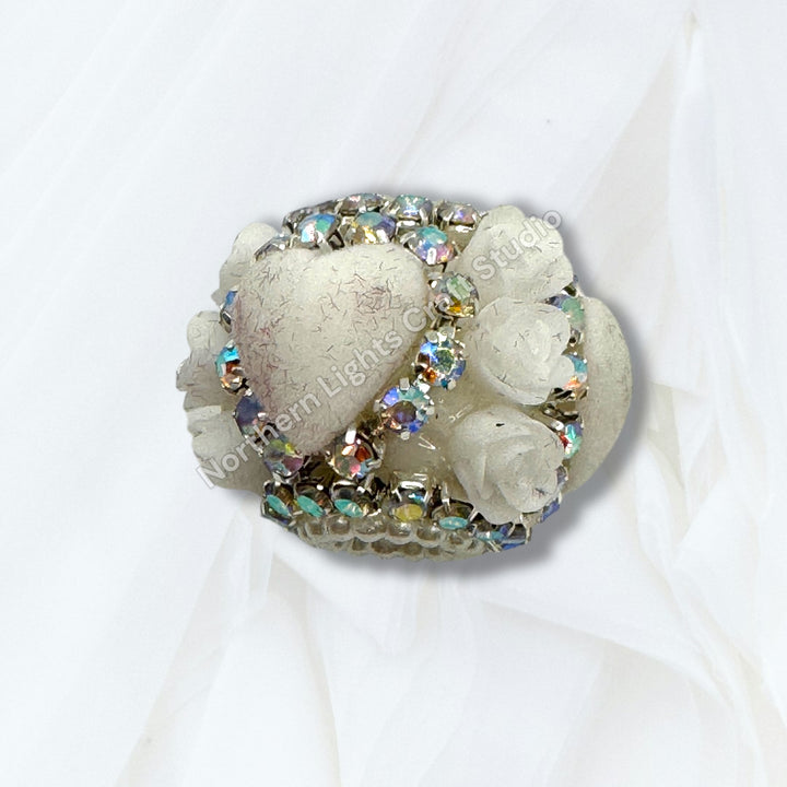 Fancy Velvet Heart and Flower Bead - 10pc.  mix