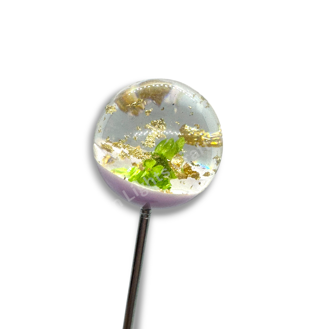 Mini Flower Gold Flake 20mm Globe Pen Topper - 5pc. Mix LIMITED QUANTITY
